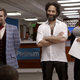 Vilaysack (right), with Paul F. Tompkins and Jason Mantzoukas in the Bajillion Dollar Propertie$ episode “Uncle Jerry”